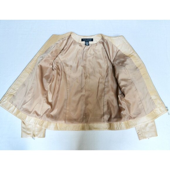 Dialogue Champagne Leather Metallic Women's Jacket Medium - Picture 7 of 12